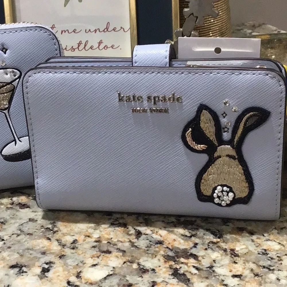 NEW Kate Spade Bun bun Martini Long Wallet & Compact Wallet SET!!! Rabbit Bunny